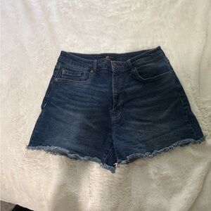 Frye Blue Jean Shorts High-Waisted Frayed Hem